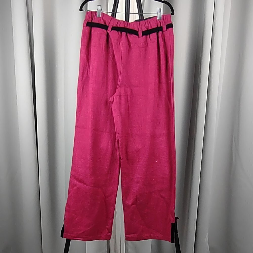 Cottage Clothing Inc. Raspberry & Black Highlights Linen Pants Size Medium (NWT) - Picture 3 of 11